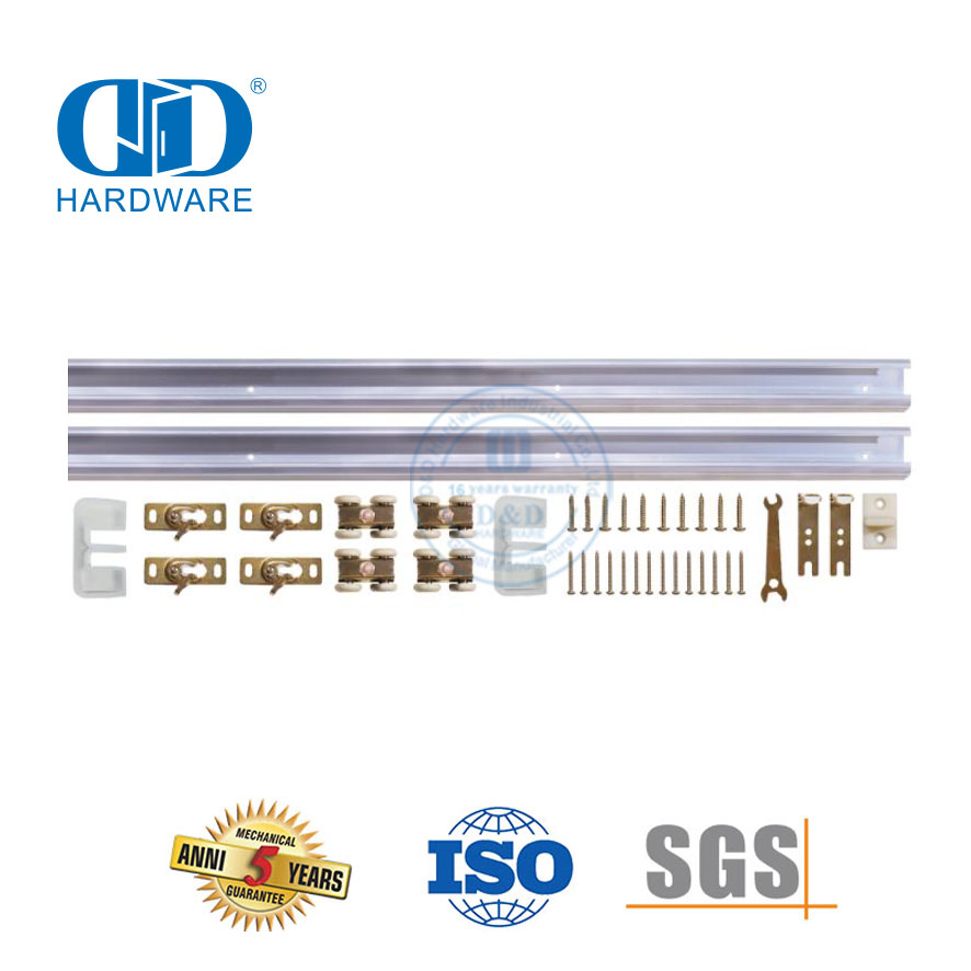 Vlekvrye staal Omleiding Schuur Deur Dekoratiewe Hardware Track Kit Wiel Roller Hout Deur Hardware-DDBD068