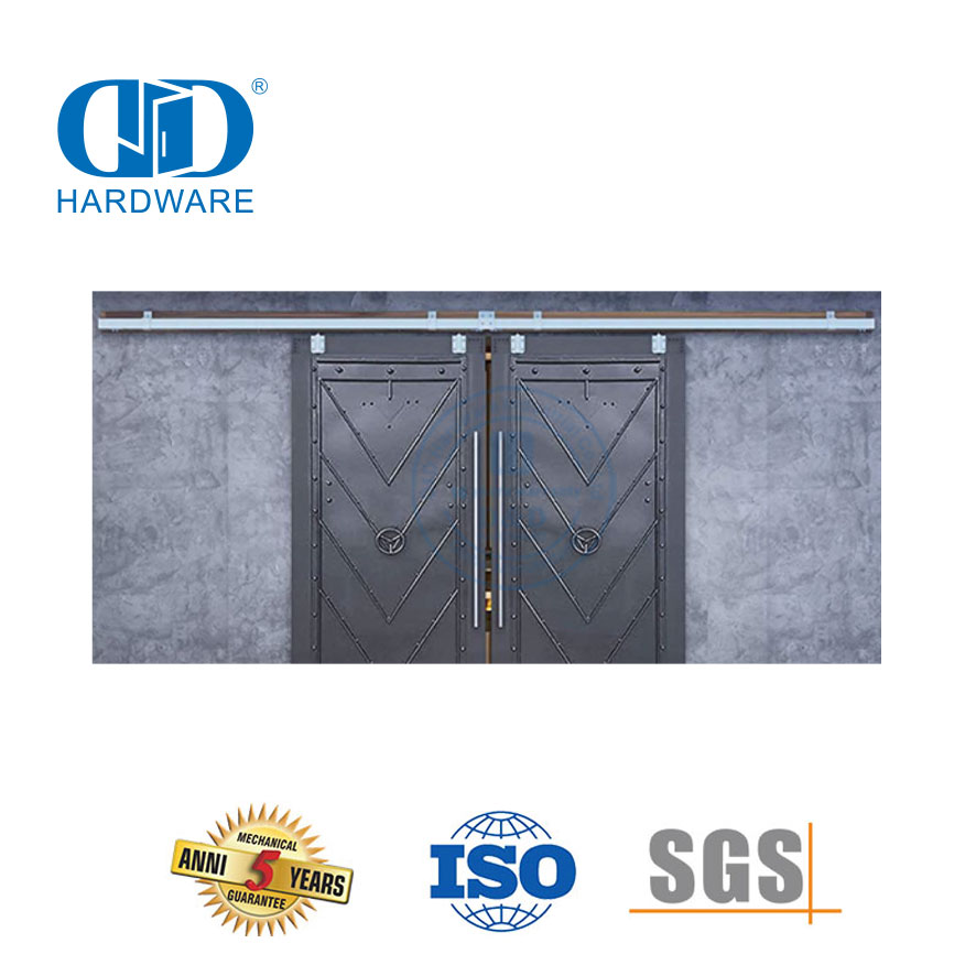 Vlekvrye staal sakdeur hardeware Muur gemonteerde dubbel gly Swaardiens skuur deur hardeware Roller Gear Kit-DDBD039