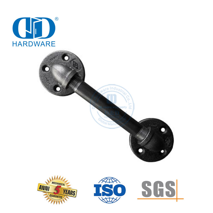 Vlekvrye staalpyp Schuurdeur Trekhandvatsel Swart Rustieke Industriële Grypstaaf Vir Trappe Konstruksie Hardeware-DDBD114