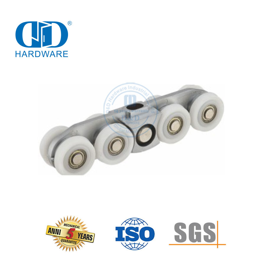 Duursame vlekvrye staal skuifdeur hangende rolwiel glas bykomstighede stel deur pas vir badkamer-DDGS151