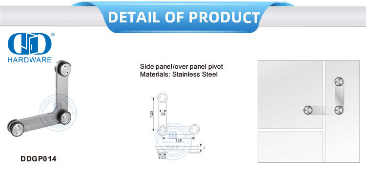 Vlekvrye staal Sypaneel oor Paneel Pivot Glas Hardeware Glas Deur Pivot-DDGP014