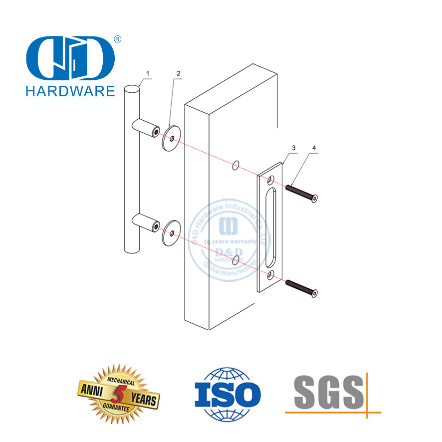 Vlekvrye staal Schuur Deur Hardeware Staal Garage Hardeware Bypass Schuur Deur Hardeware-DDBD013