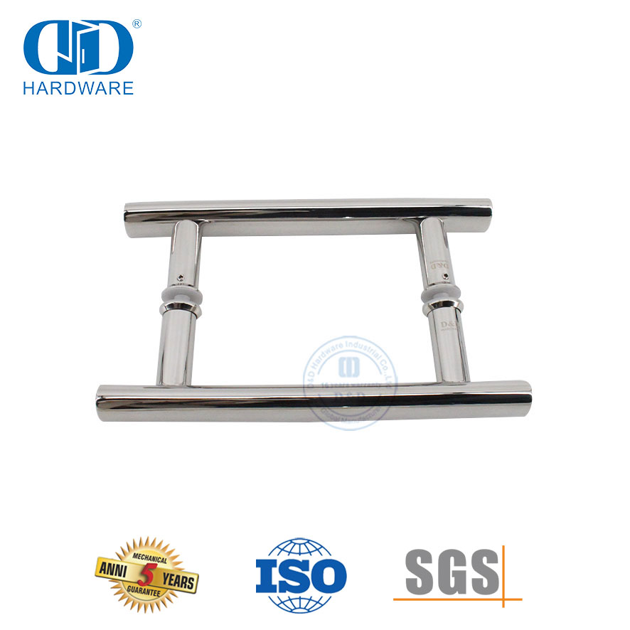 Slanke en gerieflike sirkelvormige buis H-vormige vlekvrye staal 201-handvatsel vir badkamerglasdeur-DDPH001-A Φ25-PSS