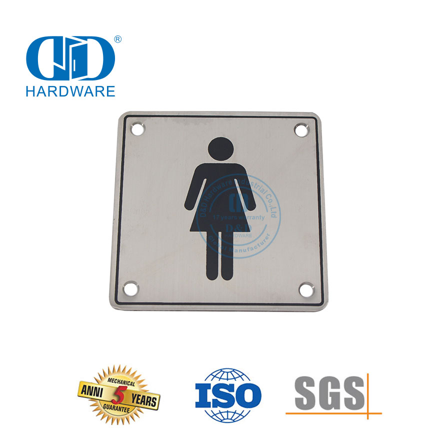 Badkamer Tekens Simbool Vlekvrye Staal Waskamer Vroulike Teken Plaat Badkamer Toilet Deur Teken Plaat-DDSP002