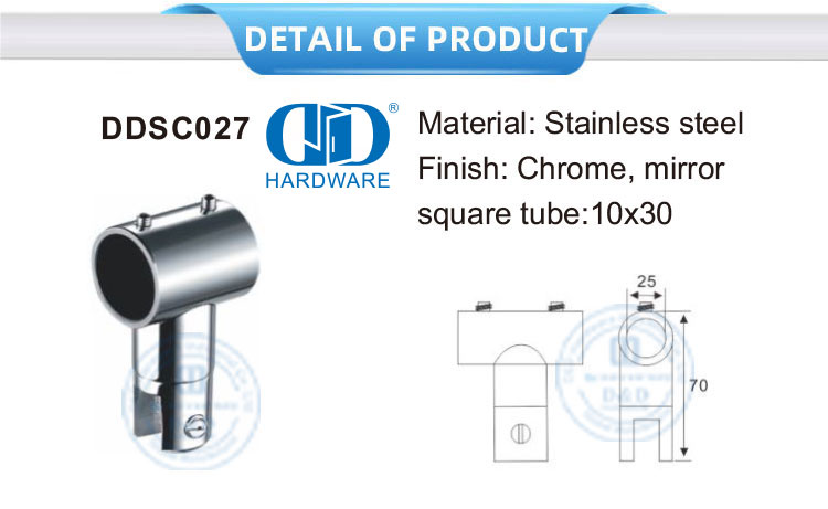 Vlekvrye staal glaspaneelkoppelaar Badkamerglasverbindingspasstuk Kommersiële storthokkiestelsel-DDSC027