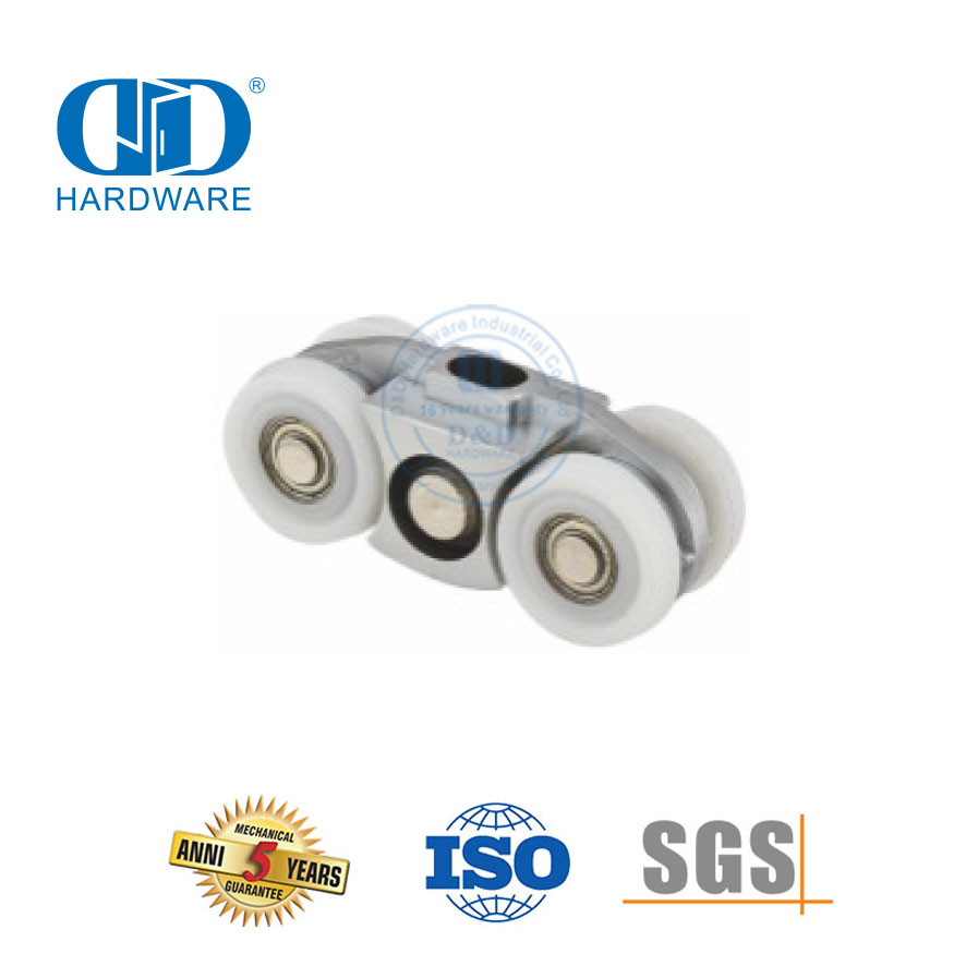 Duursame vlekvrye staal skuifdeur hangende rolwiel glas bykomstighede stel deur pas vir badkamer-DDGS151