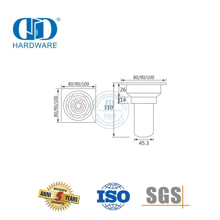 ABS Plastiek Vlekvrye Staal Sanitêre Vloer Drein Meubels Toebehore Badkamer Stort Drein-DDFD002
