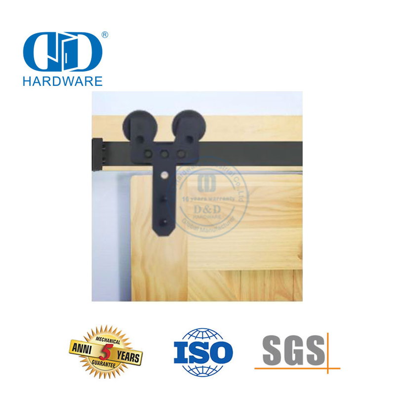 Vlekvrye staal Maklik installeer skuifskuur Houtdeur Spoorspoor Roller Hardeware Kit Schuur Deur Hardeware-DDBD008