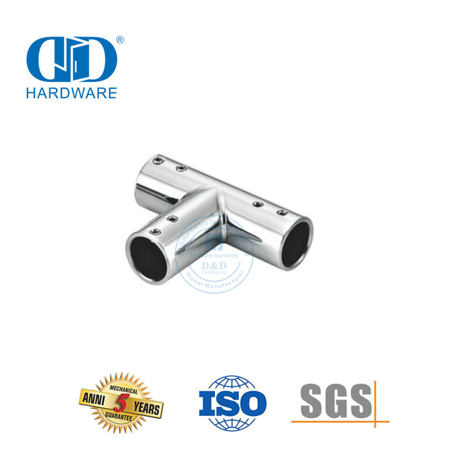 Vlekvrye staal ronde pyp konneksie Kommersiële storthokkie stelsel Glas paneel bracket Connector-DDSC036