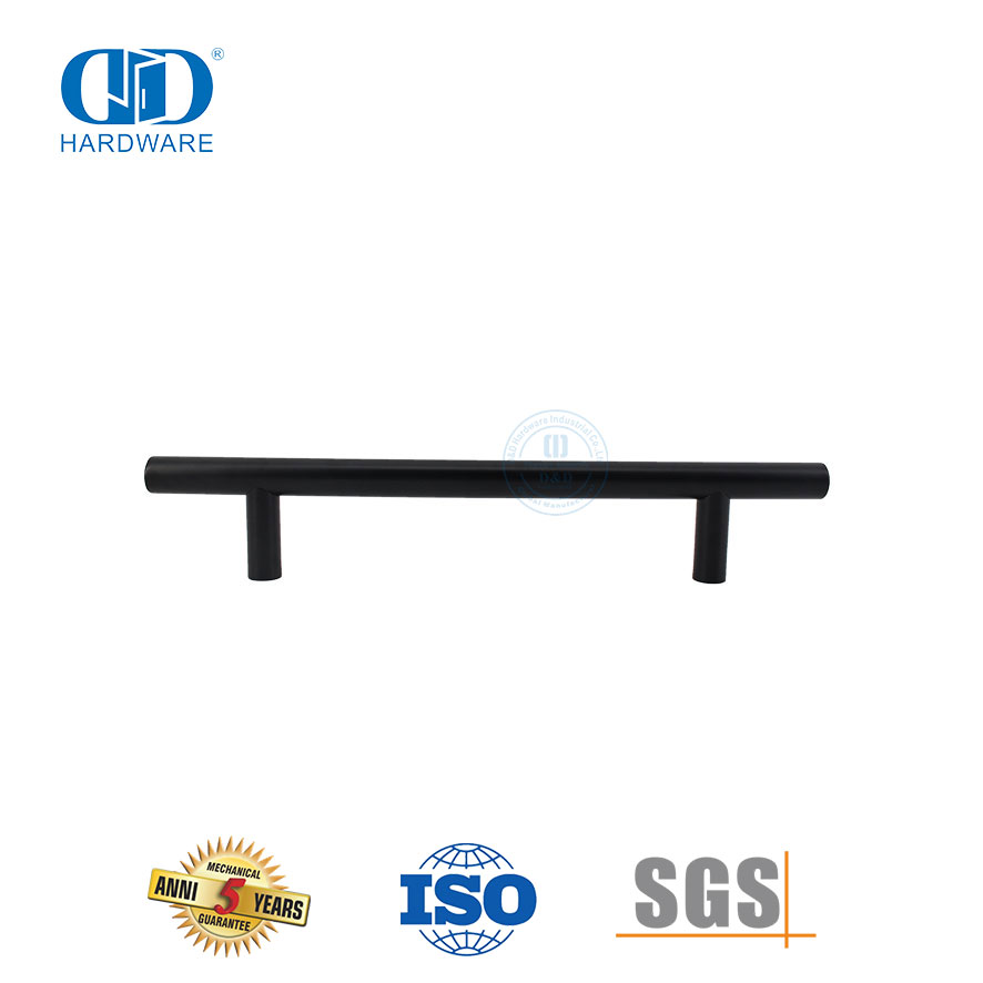 Swart Luukse Meubels Hardeware Vlekvrye Staal Hout Deur T Staaf Hol Trek Handvatsel-DDPH031-MB