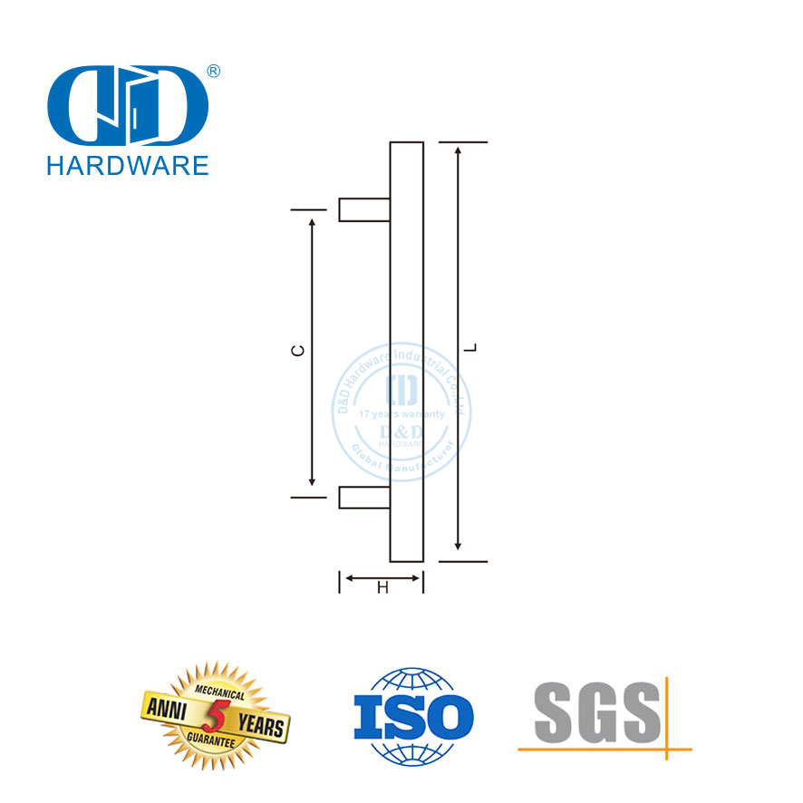 Brilliance moderne eenvoudige vlekvrye staal trekhandvatsel vir badkamerglasdeur-DDPH016-A Φ25-MB