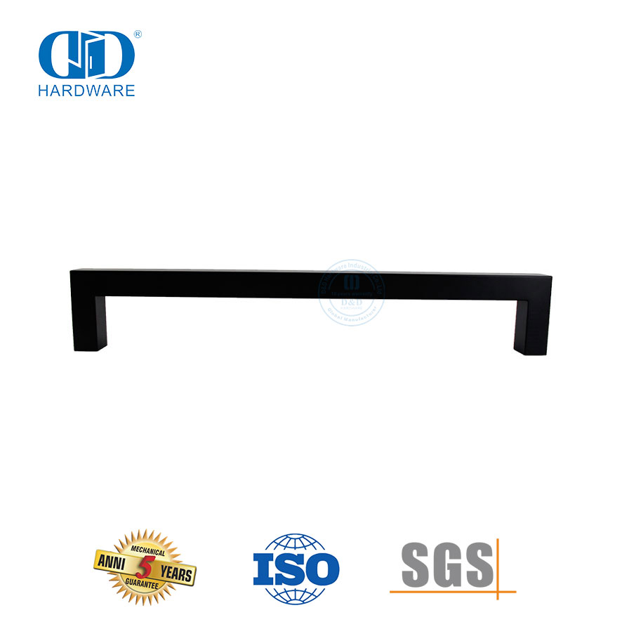 12x12mm vierkantige vlekvrye staal handvatsel trek vir stortkamer buite glasdeur-DDPH034-MB