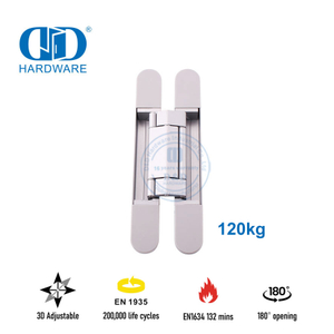 China Verskaf Sinklegering 3D Versteekte Versteekte Kruis Sagte Sluiting Stil Aanpassing 180 Grade Kommersiële Staal Hout Skarnier-DDCH008-G120