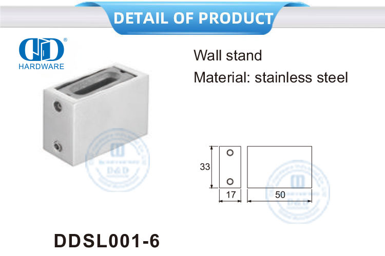 Vlekvrye staal glas hardeware skuifdeur hardeware Muur Stand-DDSL001-6