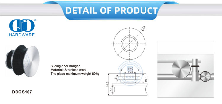 Vlekvrye staal skuifdeur hardeware gebou hardeware deur hardeware glas passtuk vir badkamer deur-DDGS108