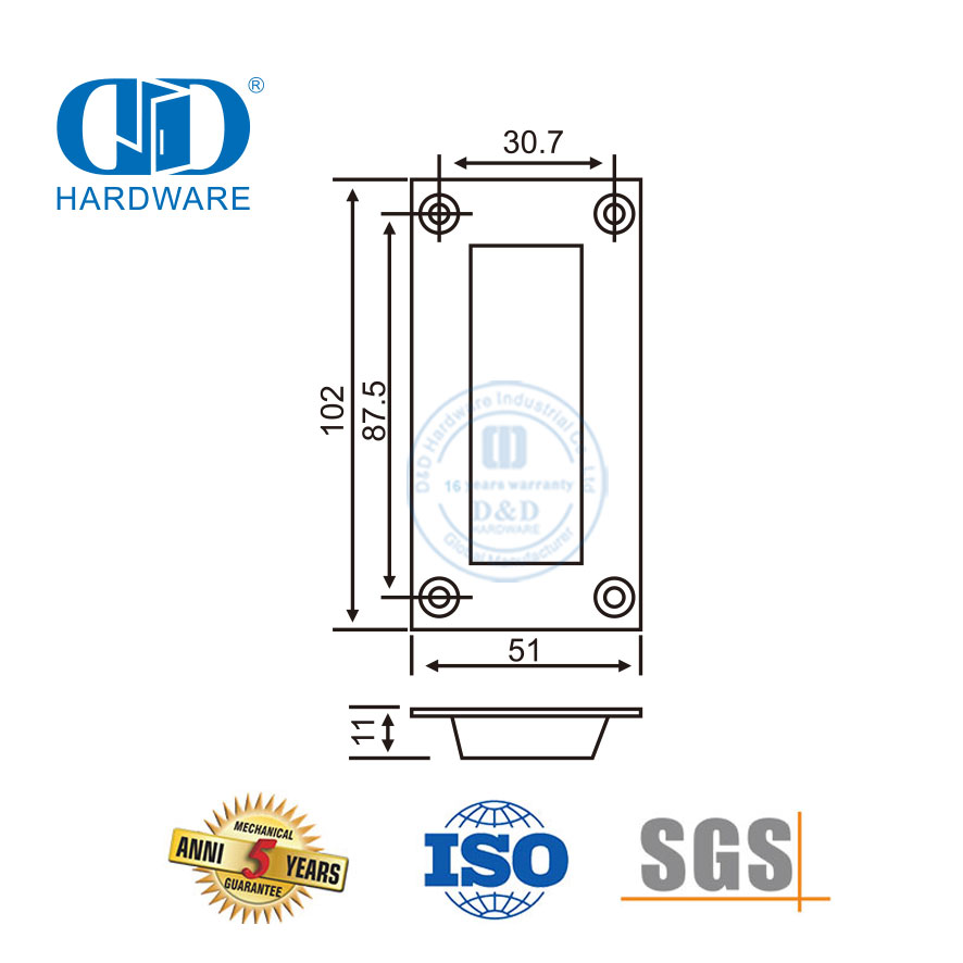 Versteekte ingeboude kas trek ingebedde skuiflaaideurhandvatsels-DDFH010