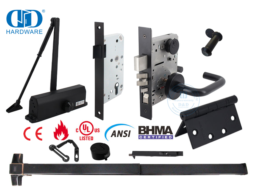 swart deurskarniere en knoppe