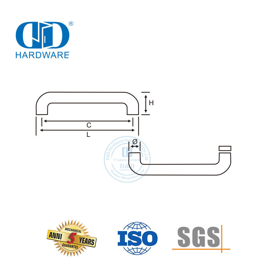 Vlekvrye staal badkamer dubbelzijdig gehard glas deur trek handvatsel badkamer trek handvatsel-DDPH018