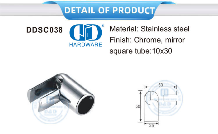 Vlekvrye staal handreling Clip Connector Toebehore Glasstort Hardeware Kommersiële storthokkiestelsel-DDSC038