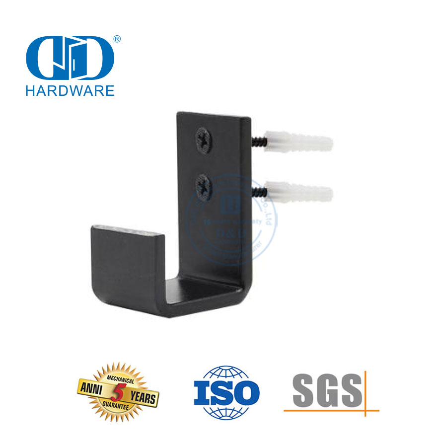 Vlekvrye staal Swart Muurmontering Verstelbare Skuifdeur Hardeware Vloergids Deur Ondervloergids-DDBD087