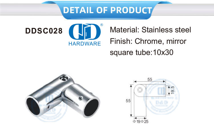 Vlekvrye staal glasdeur Toebehore Paneel Beugel Connector Pyp Staaf Holder Connector Vir Reling Trap-DDSC028