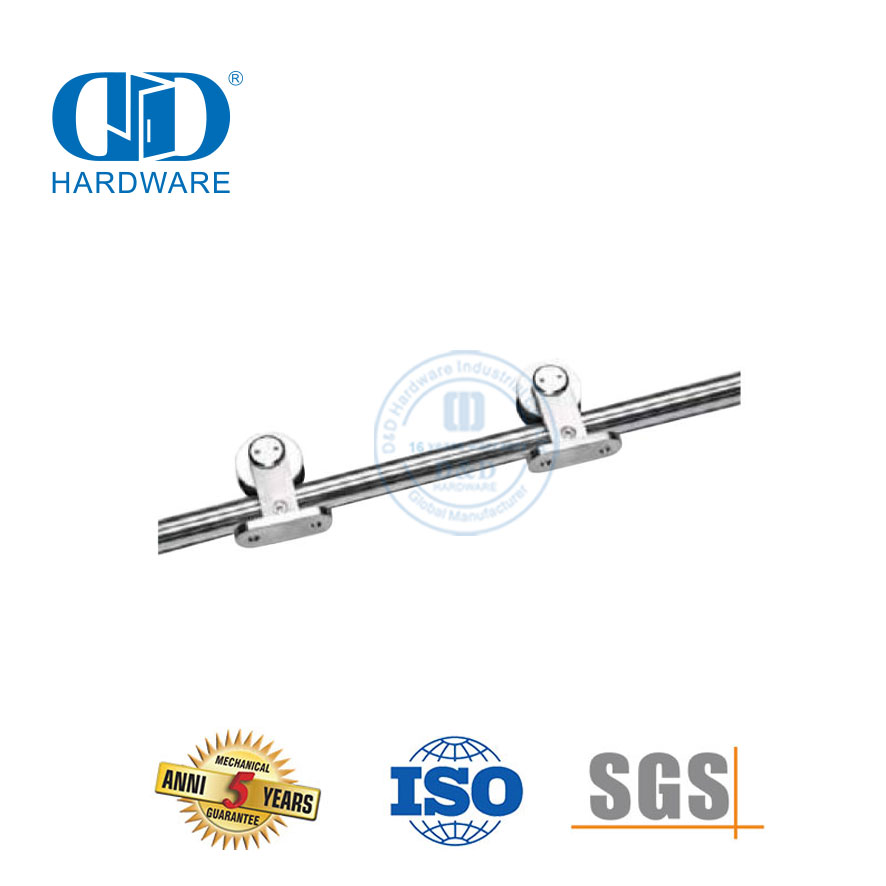 Industriële vlekvrye staal Heavy Duty Glas Deur Kits Skuif Schuur Deur Hardeware Stel-DDBD046