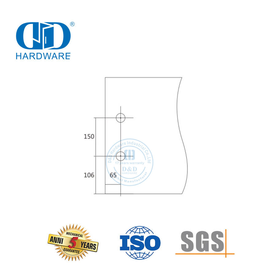 Vlekvrye staal skuifdeur Hardeware Patch Fitting Pivot Glas Fitting Vir Ingang Glas Deur-DDGP002