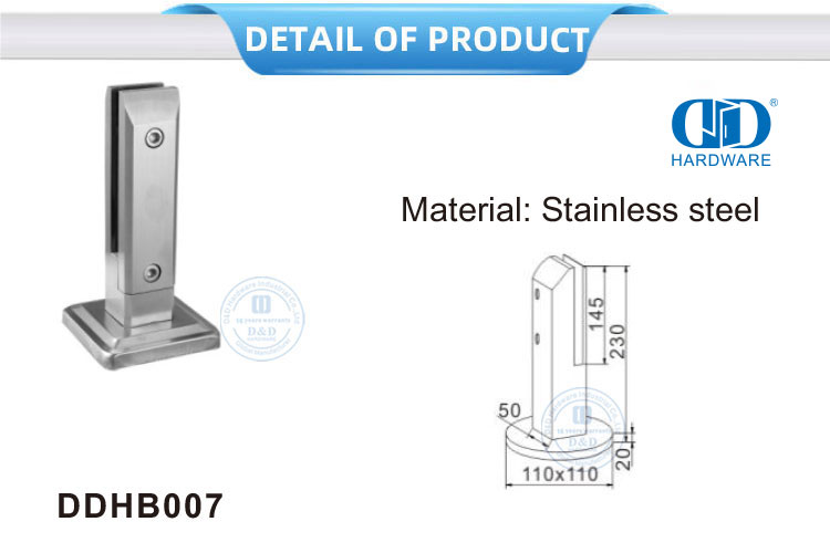 Vlekvrye staal Trap Rai Parts Glas Reling Balustrade Toebehore Klem Spigot Glas Clamp Bracket-DDHB007