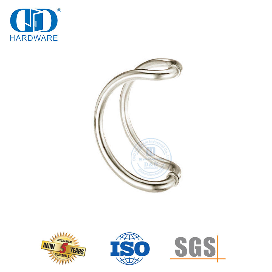 Vlekvrye staal Silwer D Tipe Rug-aan-rug trekhandvatsel vir glas hoofdeur hardeware-DDPH006