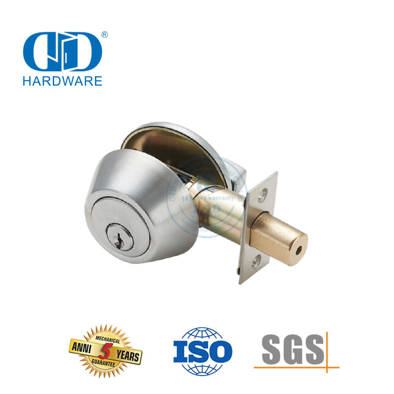 Heavy Duty Enkelsilinder Deadbolt Buite Thunm Draai Binne Geelkoper Verstelbare Sluitbare Knop Slotstel Vir Interne Voordeur-DDLK027