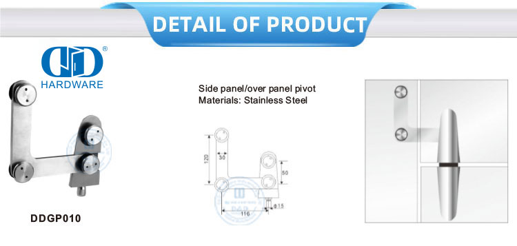 Vlekvrye staal Glas Gemonteerde Glas Connector Pas Sypaneel Piovt Glas Hardeware-DDGP010