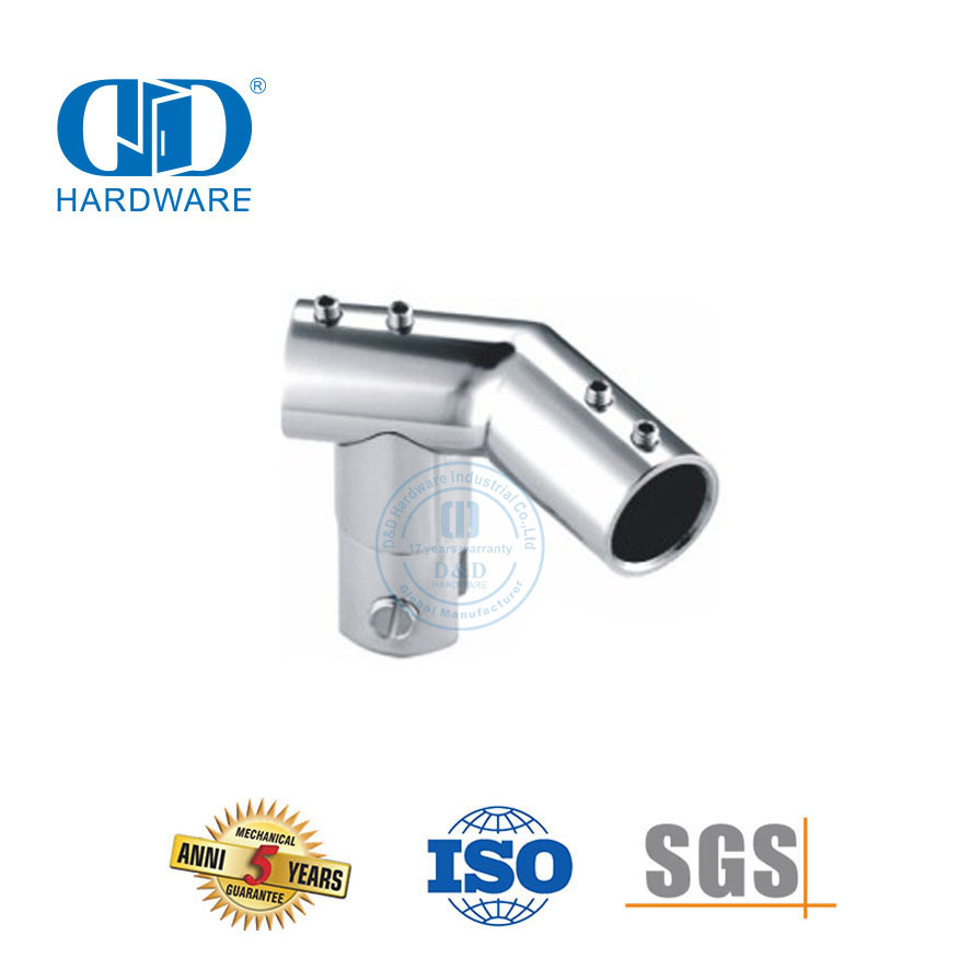 Vlekvrye staal verstelbare pyp-tot-pyp Spieël Glas Connector Glas Paneel Beugel Connector-DDSC039