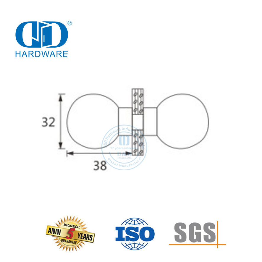 Ronde Vierkante Glas Stort Deur Handvatsel Trek Roesvrye Staal Knop Glas Deur Knop-DDSK008