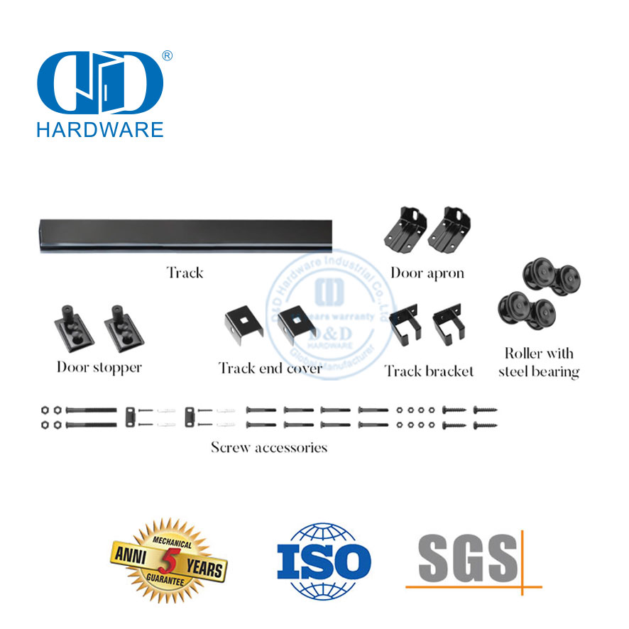 Vlekvrye staal Heavy Duty Enkelspoor Omleiding Groot Speek Wiel Skuifdeur Hardeware Omleiding Schuur Deur Hardeware-DDBD037