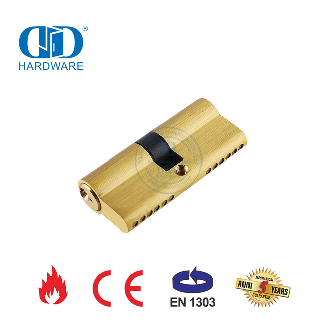 EN 1303 Satyn Geelkoper Euro Standaard Universele Hardeware Dubbelsilinderslot-DDLC003-70mm-SB