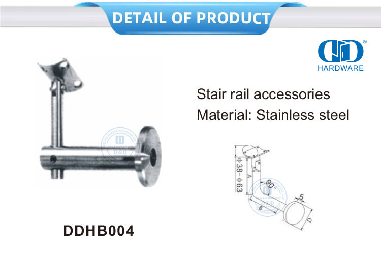 Trapspoortoebehore Vlekvrye staal glasklembeugel glasdeur hardeware leuningbeugel-DDHB004