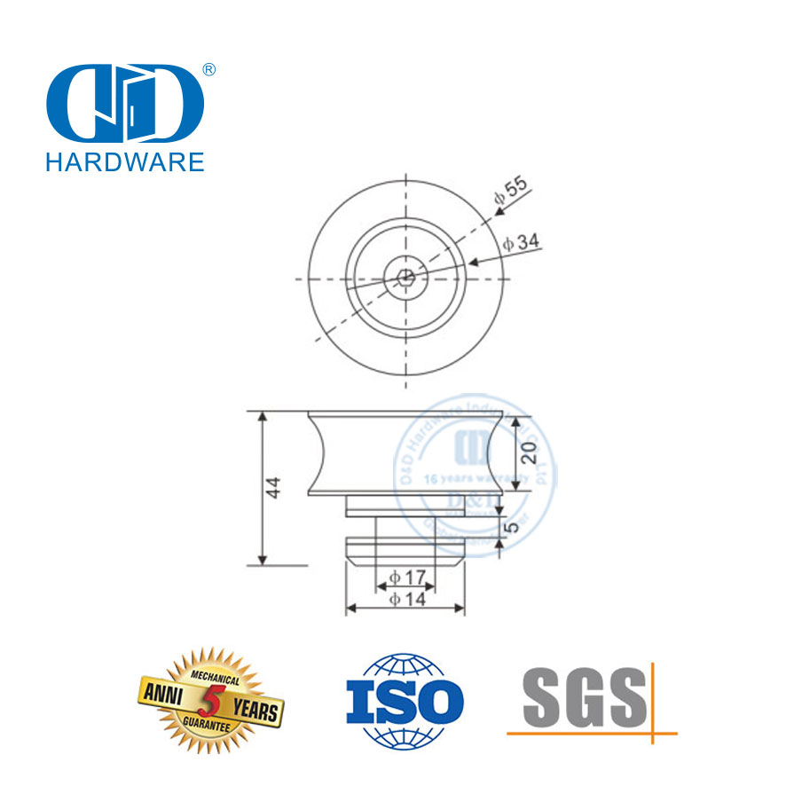 Vlekvrye staal skuifdeur hardeware gebou hardeware deur hardeware glas passtuk vir badkamer deur-DDGS108