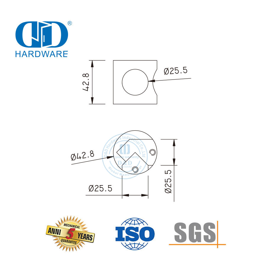 Vlekvrye staal glas stort skarnier Connector Muur Hoek Connector Buis Connector-DDWC007