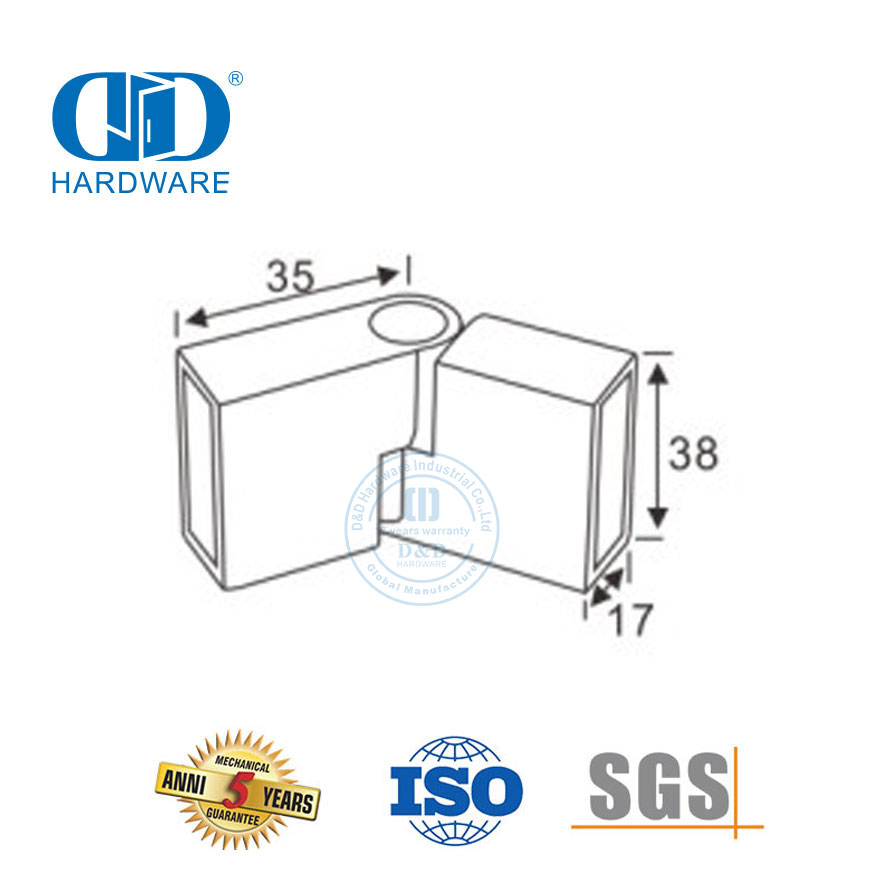 Vlekvrye staal kommersiële storthokkies Vaste bracket Glashouer Verdeler Afskortingsklem Connector-DDSC019