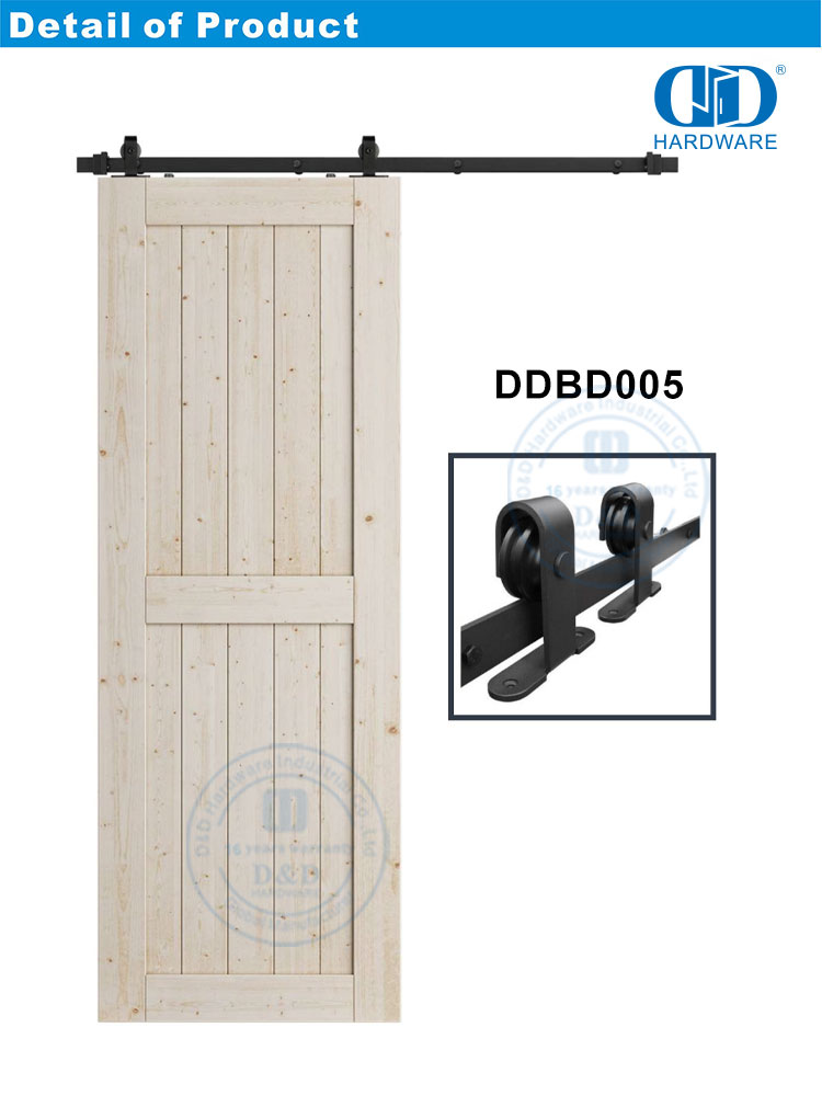 Vlekvrye staal Heavy Duty Schuur Deur Hardeware Dubbelvou Skuur Deur Hardware Track Kit-DDBD005