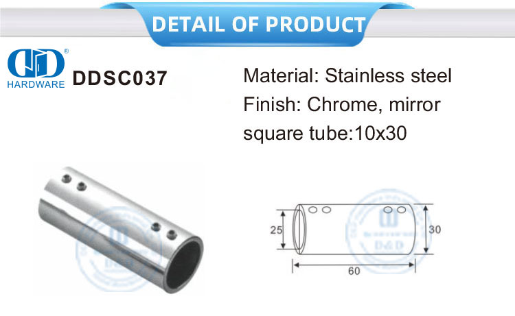 Vlekvrye staal glas paneel bracket Connector Stort hokkie Afskortings Glas Paneel Connector-DDSC037