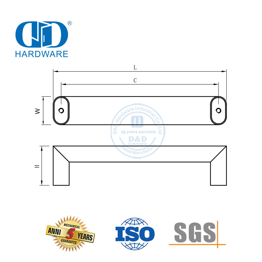 Vierkantige kombuiskas Trekmeubelshandvatsel Moderne kombuiskastoebehore Hardeware Eenvoudige kombuishandvatsel-DDFH040