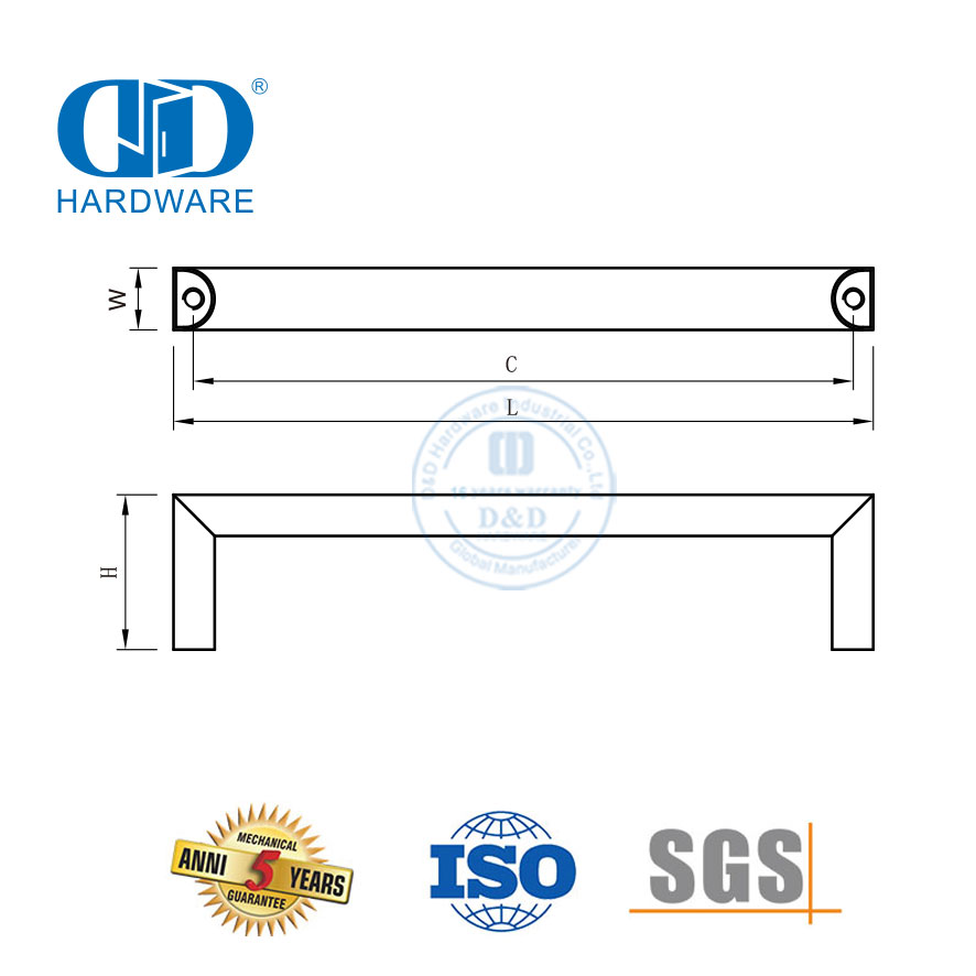Besteverkopende China-vervaardiger Raamlose vierkante deurhandvatsel-DDFH032