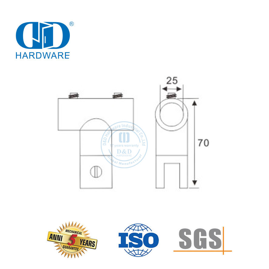 Vlekvrye staal glaspaneelkoppelaar Badkamerglasverbindingspasstuk Kommersiële storthokkiestelsel-DDSC027