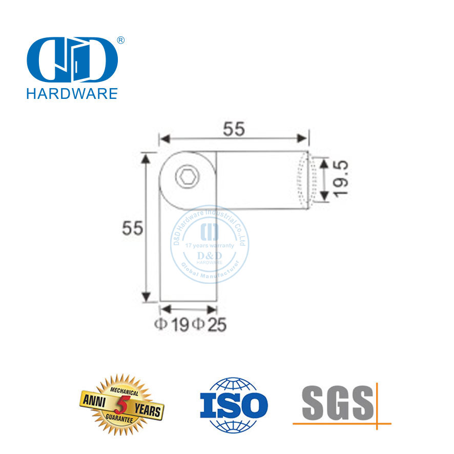 Vlekvrye staal glasdeur Toebehore Paneel Beugel Connector Pyp Staaf Holder Connector Vir Reling Trap-DDSC028