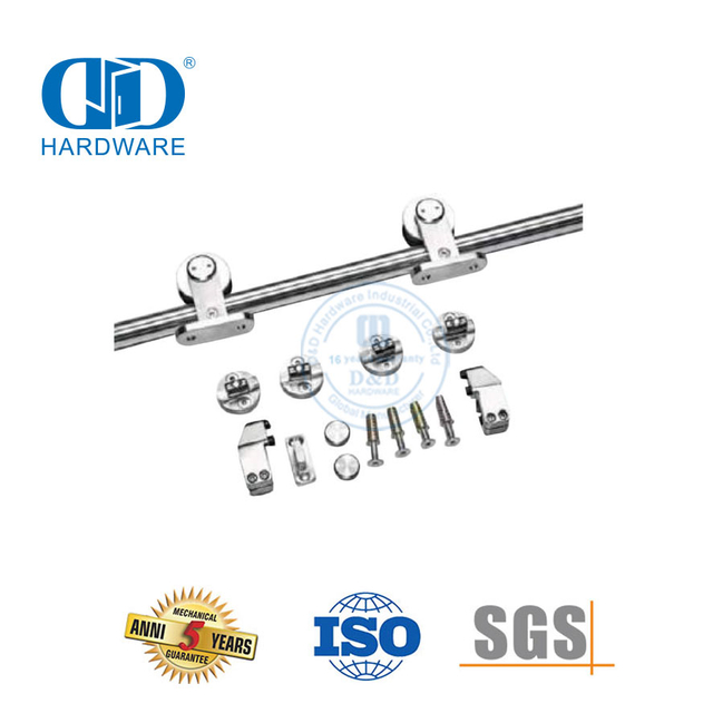 Industriële vlekvrye staal Heavy Duty Glas Deur Kits Skuif Schuur Deur Hardeware Stel-DDBD046