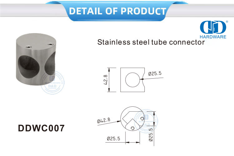 Vlekvrye staal glas stort skarnier Connector Muur Hoek Connector Buis Connector-DDWC007