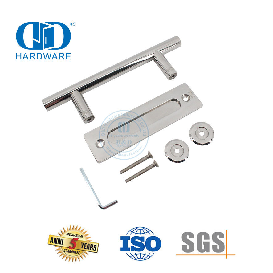 Vlekvrye staal balkon skuifdeur gepoleerde skuur deurhandvatsels stel dubbelzijdige deurhandvatsel-DDBD102 PSS