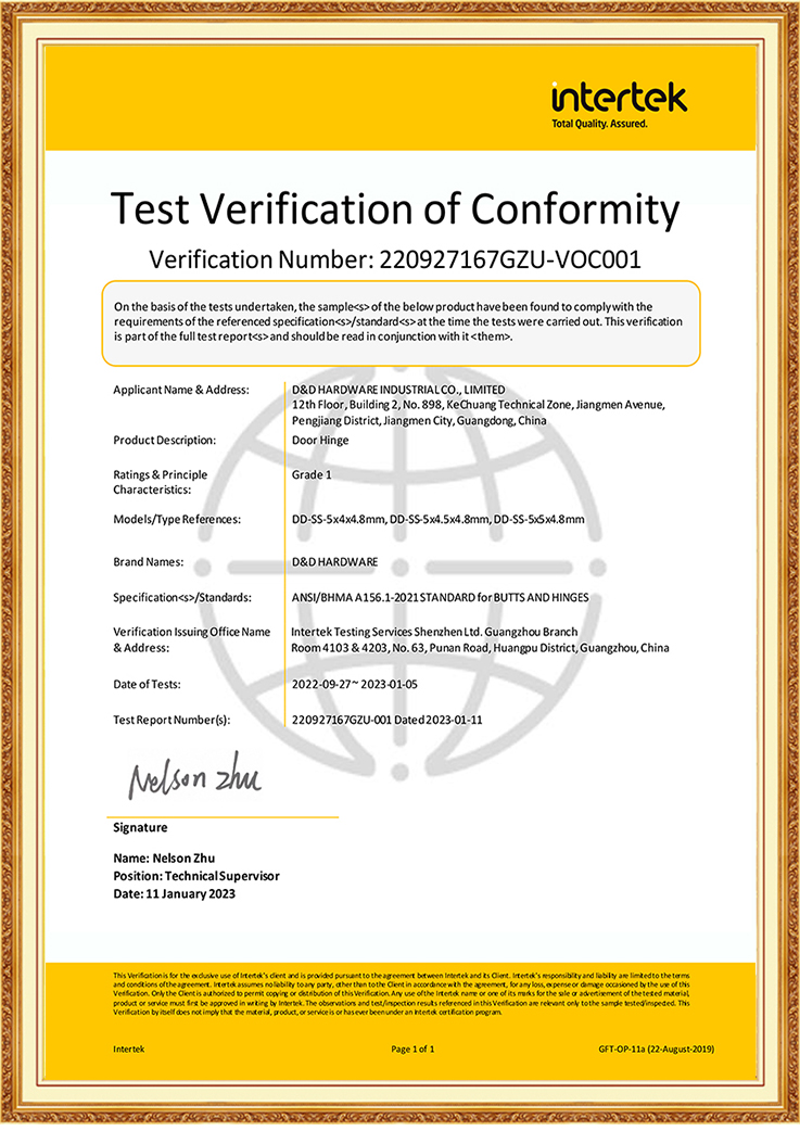 BHMA ANSI Graad 1 Swaardiens kommersiële binnedeurskarnier vir Saoedi-Arabië-DDSS001-ANSI-1-5x4.5x4.8mm