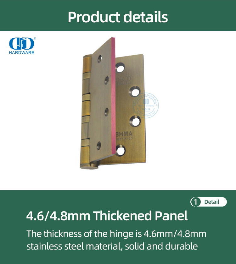 ANSI BHMA Vuurvaste Roosgoud Vinnige Installasie Deurskarnier vir Supermark-ingange-DDSS001-ANSI-1-4.5x4.0x4.6mm
